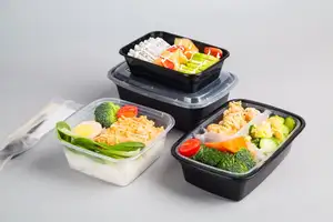 China fábrica boa qualidade plástico comida embalagem dobrado caixa 750ml descartável americano plástico retangular comida caixa