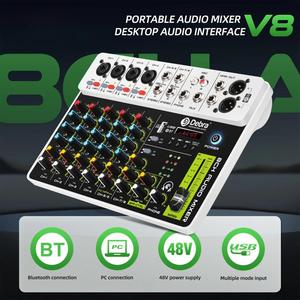 Vente en gros DEBRA V8 Mixeur audio sans fil 8 canaux Enregistrement en direct Reverb - Product Image 2