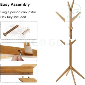 <b>Corner</b> Free Standing Bamboo Cap Garment Clothes Display Rack Storage Organizer Coat Hanger Stand - Product Image 6