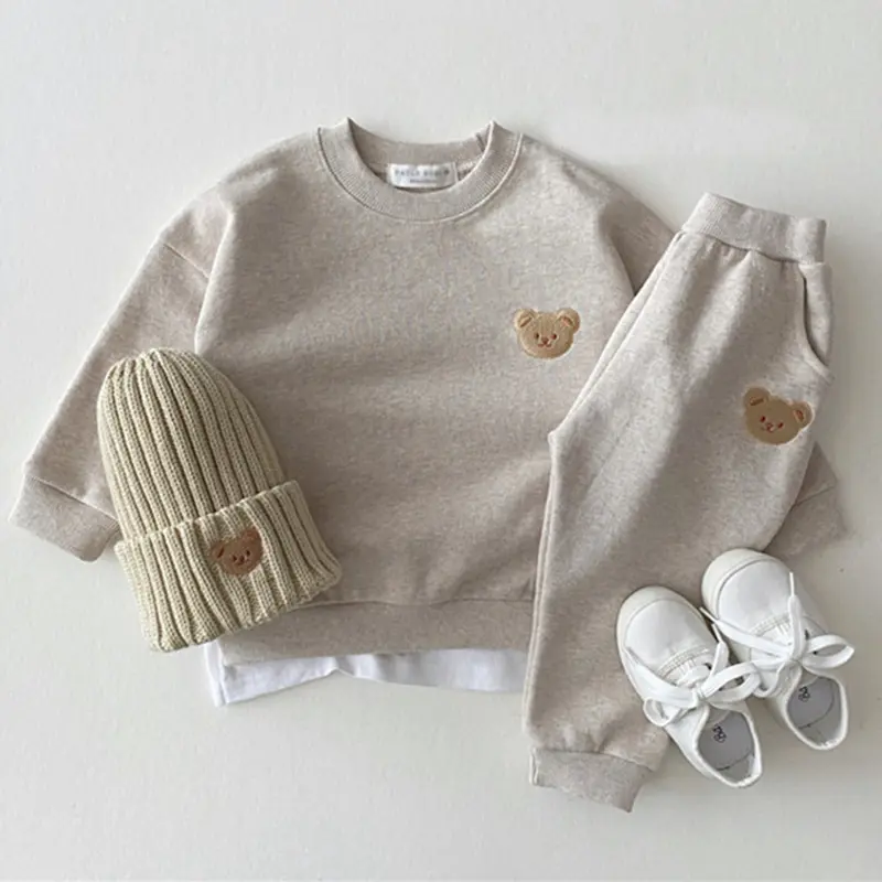 Korean version ins newborn baby cotton suit sweater casual cartoon two-piece set baby clothes