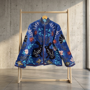 Blouson Bomber Femme Brodé en Velours Fait Main, Style Bohème Hiver, Motif Animalier et Floral Mignon, Vintage Ethnique Décontracté, Vente en Gros - Product Image 5