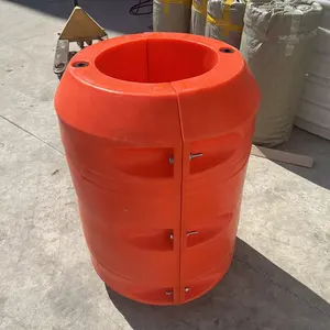 Flotador de tubo producido rotomoldeado de color naranja, flotador de plástico para draga, flotador de dragado, pontones, boya de barrera flotante de tubo