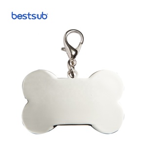 Bestsub personalizado borde negro Metal hueso en forma de grabado láser mini suministros en blanco mascota militar ID nombre Collar cadena etiqueta - Product Image 5