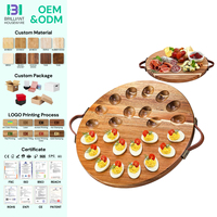 Plateau de service pour œufs BH, 24 trous, rond, pour œufs au chocolat, en bois de bambou, avec poignées, pour Pâques