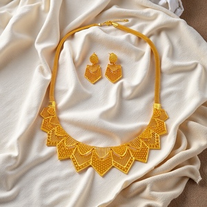 Juego de Joyería Nupcial Africana de Lujo en Oferta, con Diseño Geométrico, Chapado en Oro, para Bodas al por Mayor en Dubái y el Medio Oriente - Product Image 3