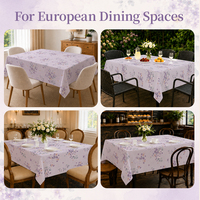 Nappe Florale Romantique RNPT, Housse de Table Douce au Toucher, Nappe Imprimée en PVC Imperméable pour Mariage, Fête, Maison