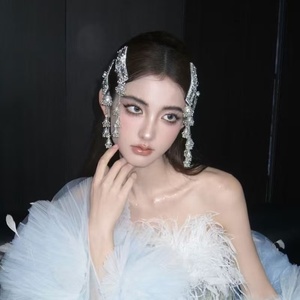 Barrette à <span class=keywords><strong>cheveux</strong></span> en strass argentés avec pompon, accessoires pour <span class=keywords><strong>cheveux</strong></span> pour mariage et usage quotidien - Product Image 1