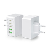 Chargeur universel rapide 5 ports 3C 2A 40W Type-C USB, adaptateur de voyage à charge rapide avec prises UK EU US pour téléphones Apple et Android
