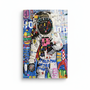 Banksy Astronaut Graffiti <b>Canvas</b> Art: Spaceman <b>Wall</b> Decor Print,TEMPERED GLASS ART - Product Image 2