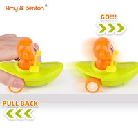 Voiture jouet à rétrofriction en plastique, motif singe de dessin animé et bateau canoë, mini-véhicule pour enfants et tout-petits, idéal comme cadeau de fête