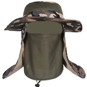 Chapeau de pêche sportif unisexe en nylon à large bord, protection UV solaire, avec rabat pour le visage et le cou, idéal pour le jardinage - Product Image 1