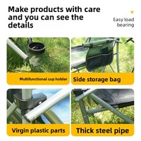 Vente en gros de chaise pliante de réalisateur à dossier haut ultra-léger et confortable avec accoudoirs pour le camping en plein air, la chasse et la pêche