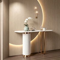 Console moderne de style européen en métal avec plateau en métal pour entrée, couloir, salon, hôtel, décoration, garantie 5 ans
