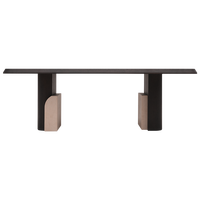 Table de salle à manger rectangulaire moderne de luxe en bois de 95 pouces avec placage et peinture micro-ciment, écologique, durable, assemblée pour 8 personnes