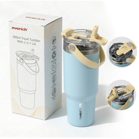 Gobelet isotherme en acier inoxydable à double paroi de 30 oz de qualité supérieure avec poignée, anti-transpiration, anti-fuite, personnalisation du logo