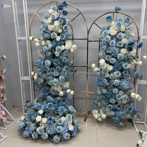 Camino de Mesa LEDA Personalizado Hecho a Mano con Flores Azules y Blancas, Fondo Suave para Eventos, Fiestas, Decoración de San Valentín, Hecho con Flores Artificiales - Product Image 3