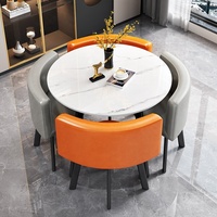 Mesa de Comedor Redonda de Pizarra de Lujo Ligero para 4 Personas con Juego de Sillas para el Hogar, Apartamentos Pequeños, Tiendas Comerciales y Recepción