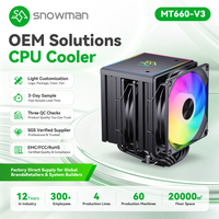Ventilateur double cuivre-aluminium 6 tubes, cadre noir, éclairage RGB pour chaînes de magasins de détail, revendeurs, certifié CE FCC RoHS, contrôle qualité en vrac, expédition rapide