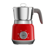 Mousseur à lait automatique rétro de style italien - 1000 ml - 6-en-1 - Pour mousse froide et chaude - Design incurvé vintage - 304