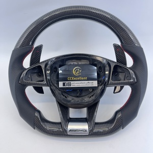 Volante de Fibra de Carbono para <span class=keywords><strong>Mercedes</strong></span> AMG W205 808 C43 C63 W213 E53 E63 W222 S63 S65 C257 CLS X253 GLC V167 GLE X167 GLS GT43 - Product Image 1
