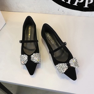 <span class=keywords><strong>Scarpe</strong></span> da Donna Mary Jane in Velluto <span class=keywords><strong>Bordeaux</strong></span> con Punta Affusolata, <span class=keywords><strong>Tacco</strong></span> <span class=keywords><strong>Basso</strong></span> a Zeppa, Fiocco con Strass, per Sposa e Ufficio - Product Image 2