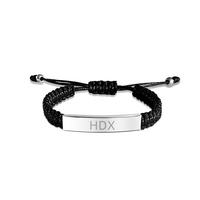 Bracelet en corde tressée en acier inoxydable, cordon réglable, barre métallique gravable, logo personnalisé, cadeau de fête pour hommes et femmes