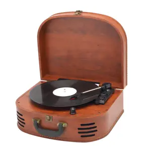 Retro series New private model Solid Wood HIFI portable suitcase phono vinyl record turntable to CD Converter turntable