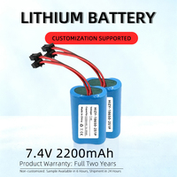 HiZY 18650 7.4V 2200mAh Paket Baterai Lithium Ion Kelas Medis Baterai Isi Ulang dengan Perlindungan PCM Terintegrasi