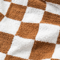Premium Weiche Plüsch-Karierte Strickdecke Modische Schachbrettmuster Halbchenille-Überwurfdecke Dekorative Gewebte Strickdecke für Zuhause