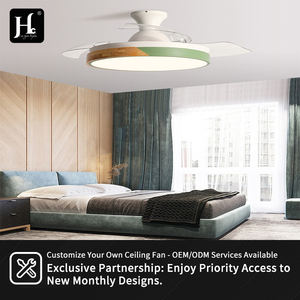 Solid Wood 42-Inch LED Ceiling <b>Fan</b> with Retractable 3-Blade Design Modern 110V/220V Folding Blades <b>for</b> Indoor Luxe Spaces - Product Image 5