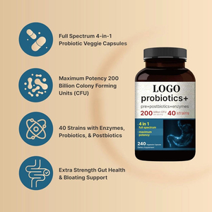Cápsulas de Probióticos 4 en 1, 200 Mil Millones de UFC, 40 Cepas, Prebióticos, Postbióticos, Enzimas Digestivas, Salud Intestinal, Suplemento Vegetariano - Product Image 4