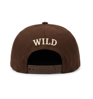 Casquette Snapback 6 Panneaux pour l'extérieur, couleur marron terre uni, avec broderie 3D Motif Feuille d'Arbre de Montagne WOODS