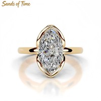 Bague de Mariage en Moissanite Taille Poire Couleur D VVS pour Femme, Pierre de 2 Carats, Argent Sterling 925 Plaqué Or 18K, Sertissage à Griffes, Personnalisable