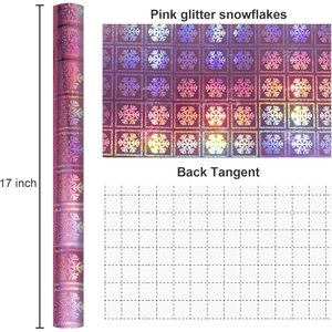 Holographic Pink Snowflake Gift <b>Wrapping</b> <b>Paper</b> 17 In X 32.8 Ft Metallized Single Side Christmas Packaging - Product Image 5