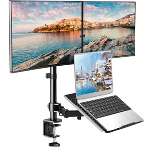 HUANUO Double Monitor Stand Black Vesa Mount 2 Screen PC Monitor Arm Flexible Computer Dual Monitor Stand