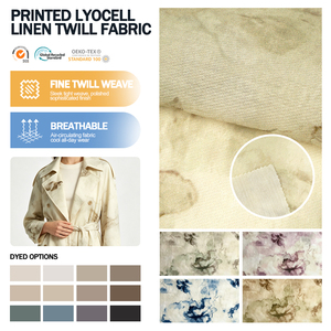 Tissu sergé en lyocell et lin imprimé personnalisé de qualité supérieure pour vêtements de mode - Product Image 1