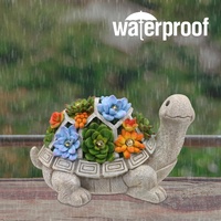 Lampe solaire d'extérieur, décoration de jardin, statue de tortue avec plantes succulentes, 7 lumières LED, statue d'animal pour pelouse, lumières décoratives de jardin
