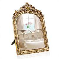 Miroir de maquillage vintage doré antique avec cadre ovale en résine de 7 pouces, décoration de table pour salon, chambre à coucher, coiffeuse