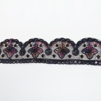 Dentelle perlée colorée pour vêtements, accessoires en dentelle polyester, perles, paillettes, broderie 3D, garniture en dentelle
