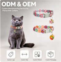 Collier pour chat brodé de dentelle florale avec clochette, collier réglable pour chiot et chien, accessoires pour animaux de compagnie