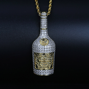 Jialin de ins hiphop helado lleno de diamantes brillo whisky <span class=keywords><strong>vino</strong></span> mini botella de <span class=keywords><strong>vino</strong></span> cz colgante collar - Product Image 2
