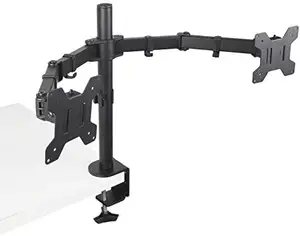 Support de montage pour moniteur de bureau double réglable avec pince Bras de moniteur double pour ordinateur Écran 13 "-27" Noir Ce Stock à 360 degrés