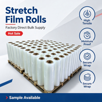Film Peregangan LLDPE Tahan Banting, Transparan, untuk Pengemasan Industri dan Perlindungan Gudang, 300m