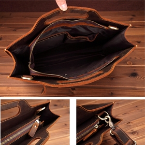 Chất Lượng Cao Cổ Điển Điên Ngựa Da Chính Hãng Túi Xách <span class=keywords><strong>2025</strong></span> Kinh Doanh Máy Tính Xách Tay Cặp Túi Cho Nam Giới - Product Image 5