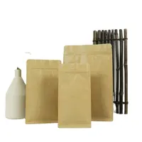 कारखाने पर्यावरण के अनुकूल क्राफ्ट पेपर कॉफी आटा खाद्य पैकेजिंग बैग शाकाहारी झटकेदार फ्लैट नीचे बैग