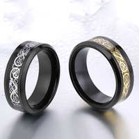 Bague pour homme en acier inoxydable plaqué bleu, titane, nouvelle collection, incrustée d'une lame de dragon