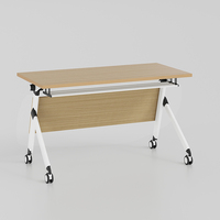 Table pliante moderne en bois blanc avec pieds et roulettes en aluminium - pour réunions de bureau, formation, apprentissage