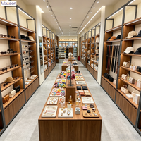 Vitrine décorative rétro en bois avec cadre arqué en L, éclairage LED, écologique, durable, avec portes vitrées et tiroirs de rangement pour bijoux
