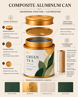 Boîte alimentaire ronde écologique, adaptée au thé, à la poudre de cacao, à la poudre de café, aux épices en poudre, au poivre noir