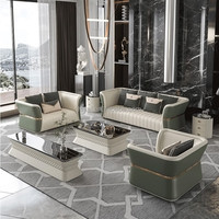 Moderno minimalista estilo americano Modular Cheslong patas doradas sofá Mesa sala de estar sofás de cuero marrón